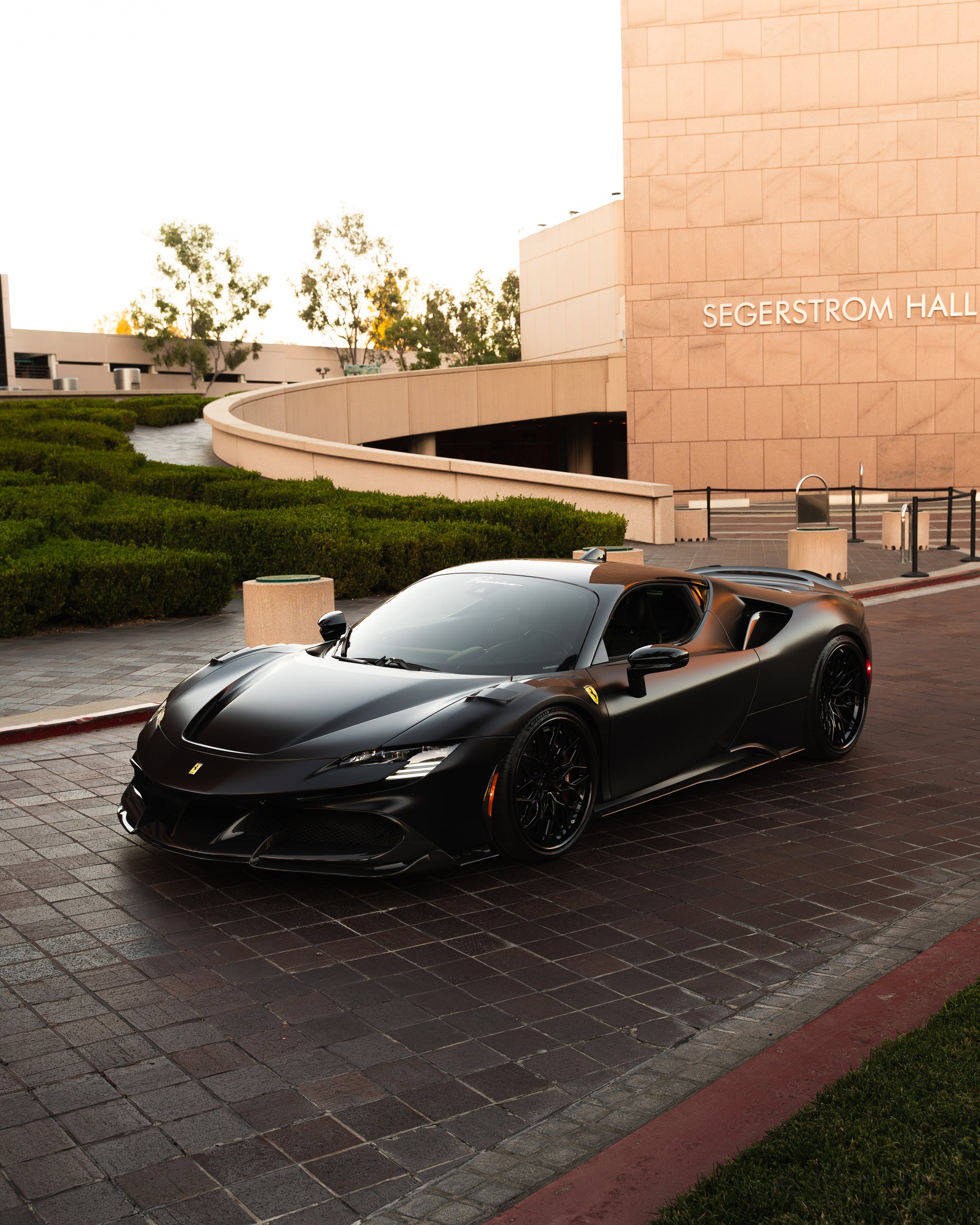 High end sports car protected with satin black paint protection film